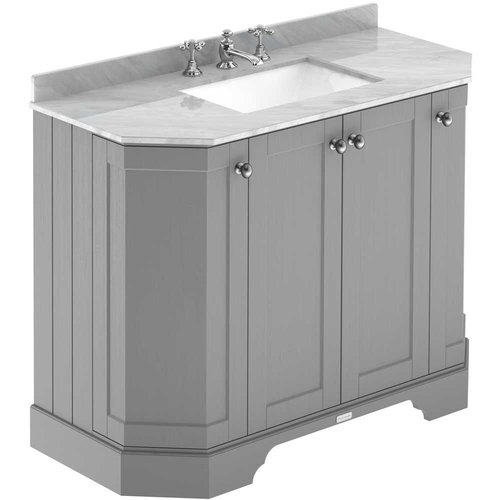 Hudson Reed Old London Storm Grey 1000mm Angled Unit & Grey Marble Top 3TH
