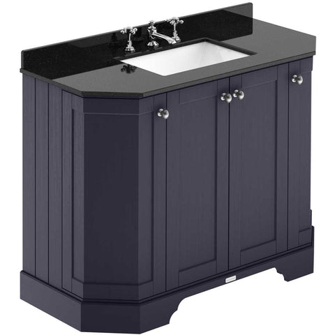Hudson Reed Old London Twilight Blue 1000mm Angled Unit & Black Marble Top 3TH