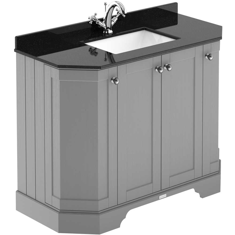 Hudson Reed Old London Storm Grey 1000mm Angled Unit & Black Marble Top 1TH