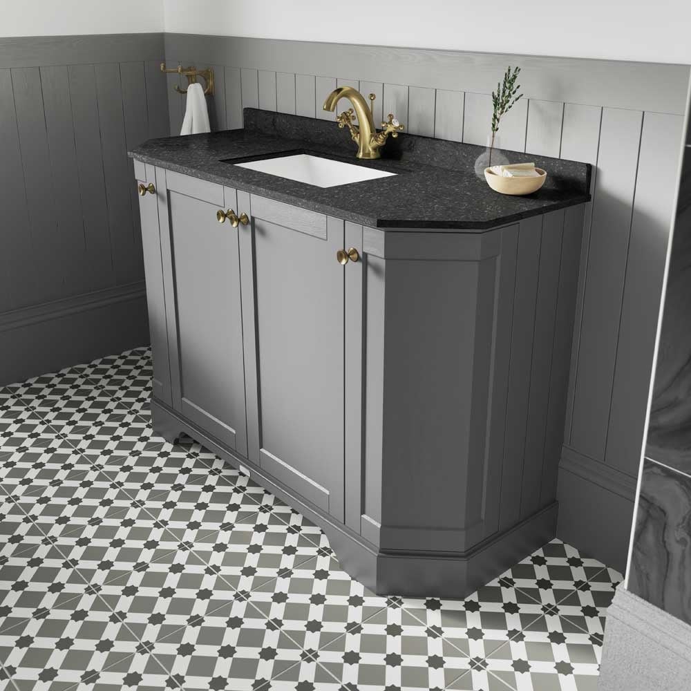 Hudson Reed Old London Storm Grey 1000mm Angled Unit & Black Marble Top 1TH
