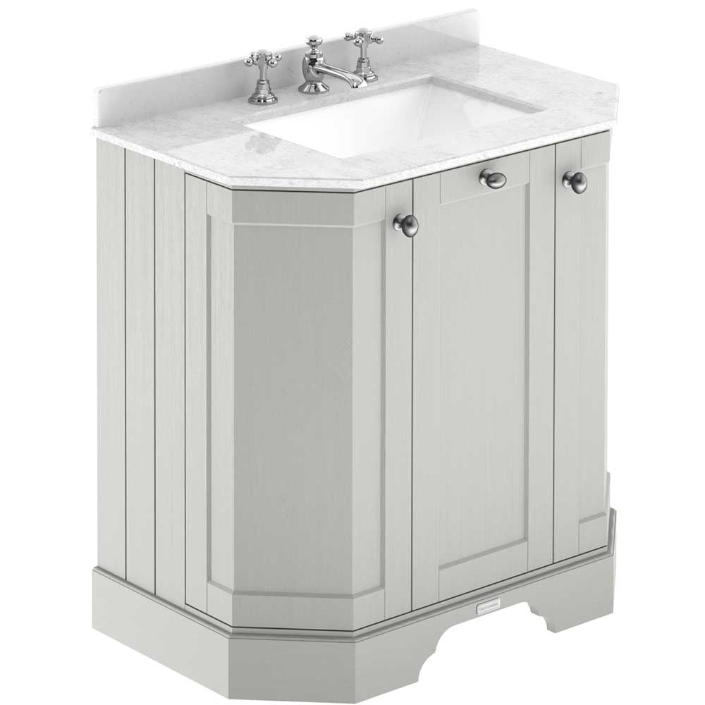 Hudson Reed Old London Timeless Sand 750mm Angled Unit & White Marble Top 3TH