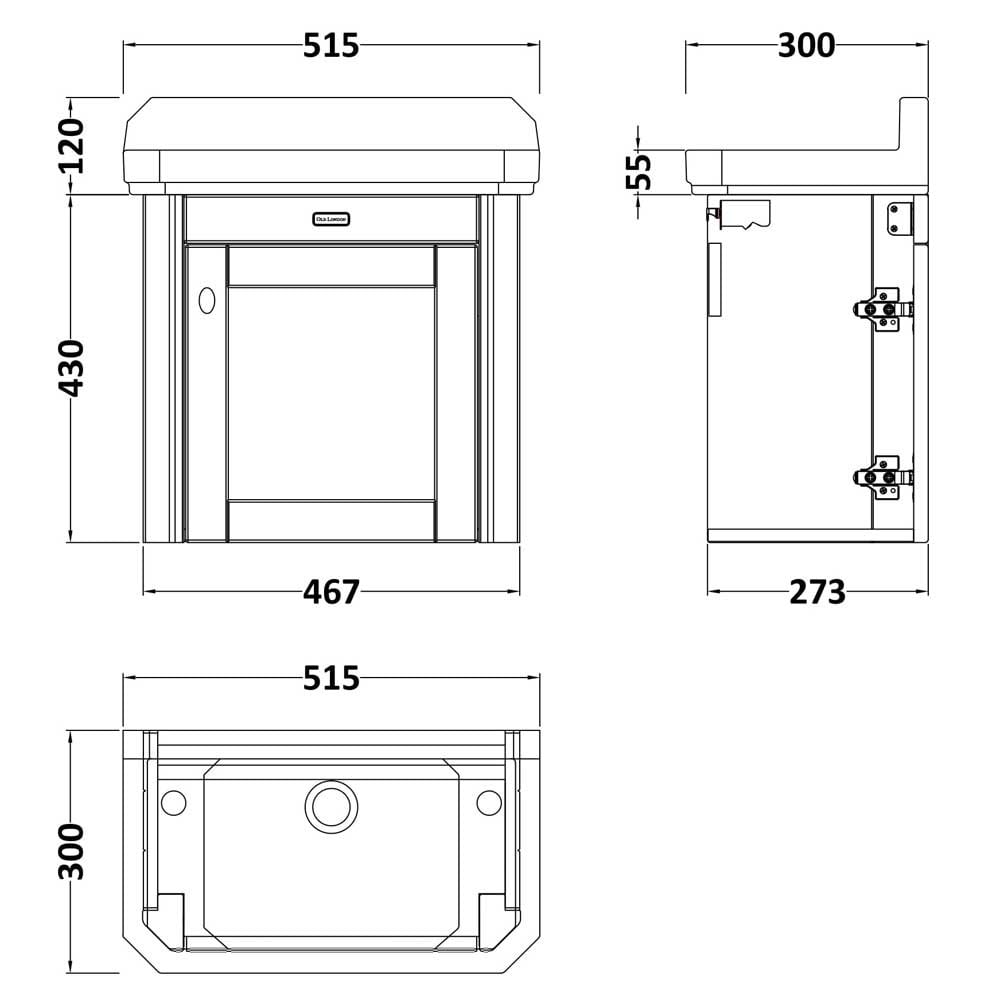 Hudson Reed Old London Timeless Sand 515mm Wall Hung Cabinet & Basin - LOF419