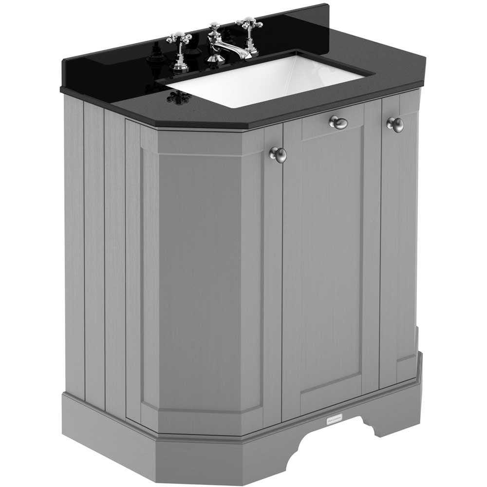 Hudson Reed Old London Storm Grey 750mm Angled Unit & Black Marble Top 3TH