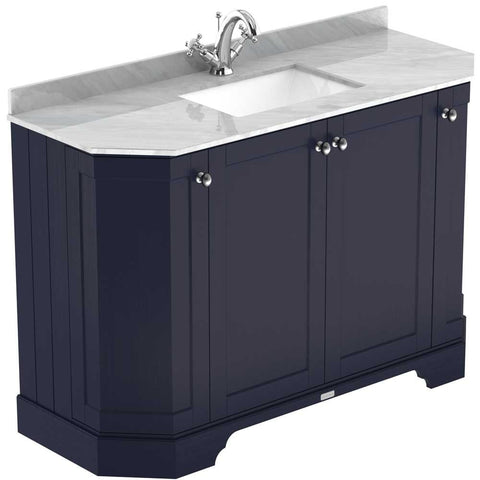 Hudson Reed Old London Twilight Blue 1200mm Angled Unit & Grey Marble Top 1TH