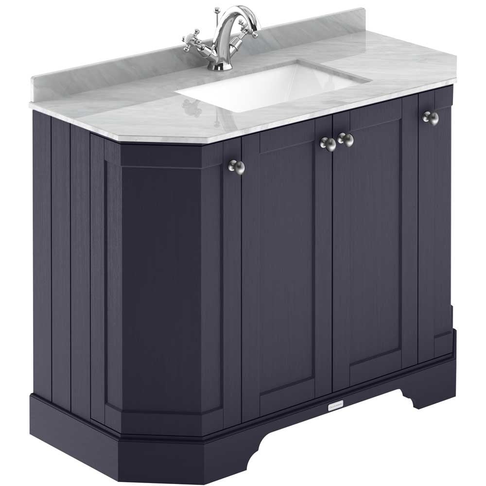 Hudson Reed Old London Twilight Blue 1000mm Angled Unit & Grey Marble Top 1TH