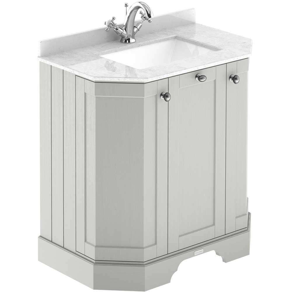 Hudson Reed Old London Timeless Sand 750mm Angled Unit & White Marble Top 1TH