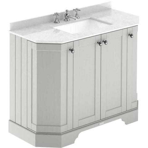 Hudson Reed Old London Timeless Sand 1000mm Angled Unit & White Marble Top 3TH