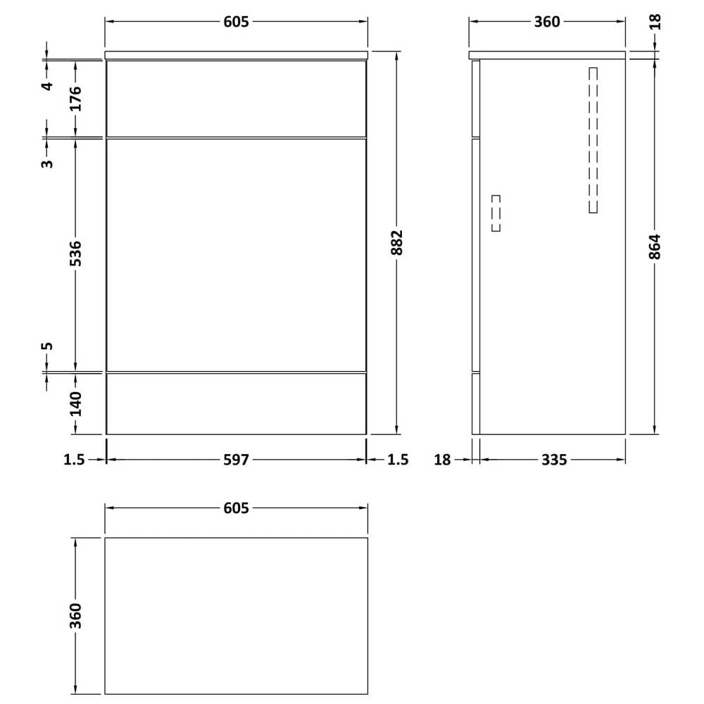 Hudson Reed Fusion 600mm Back to Wall WC Toilet Unit & Top