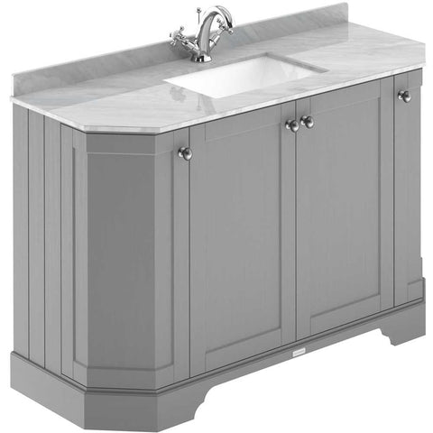 Hudson Reed Old London Storm Grey 1200mm Angled Unit & Grey Marble Top 1TH