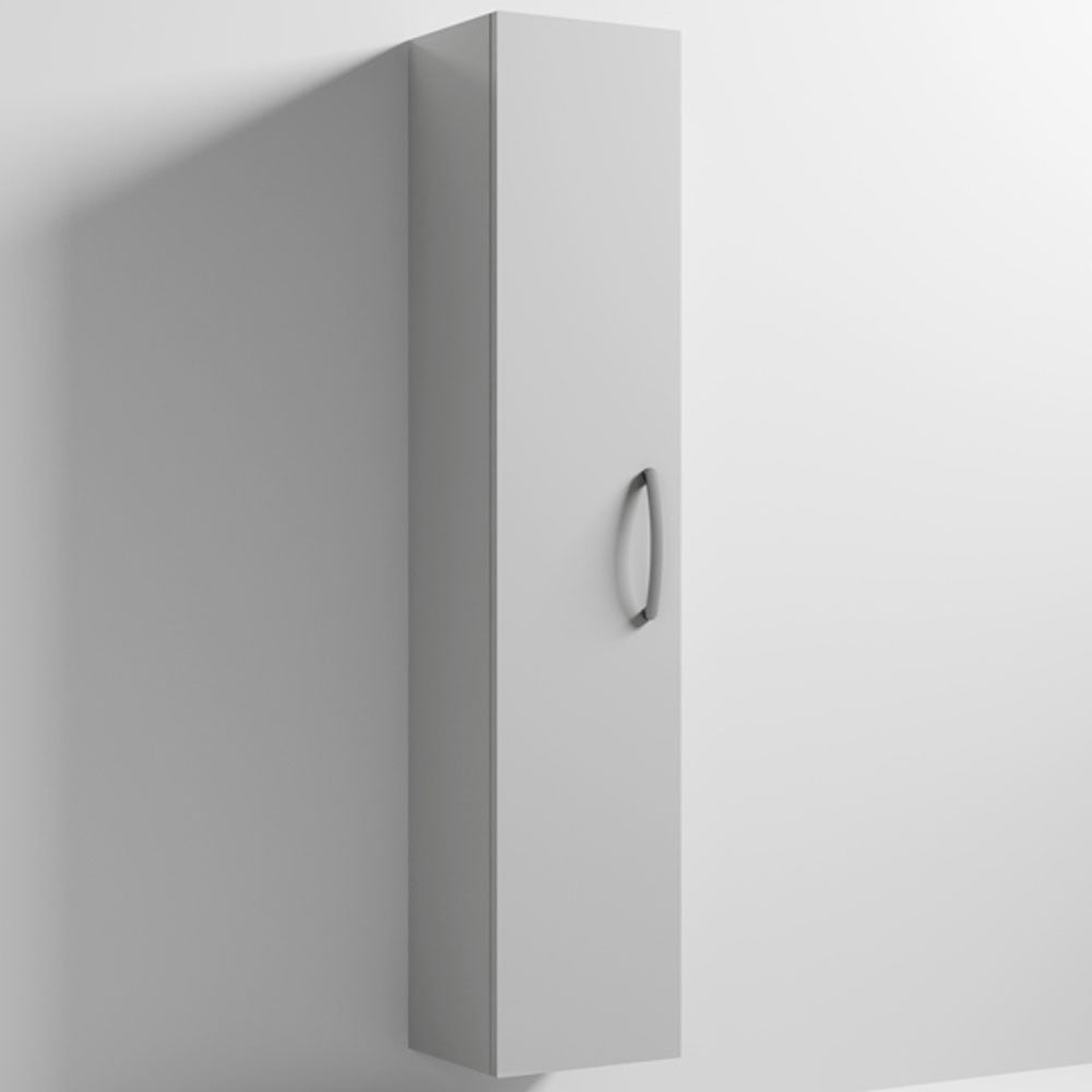 Nuie Gloss Grey Mist 300mm Wall Hung Single Door Tall Unit - MOE461