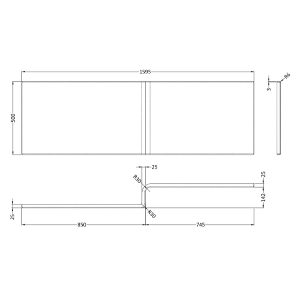 Nuie White Acrylic Square Shower Bath Front Panel 1600mm - WBS303