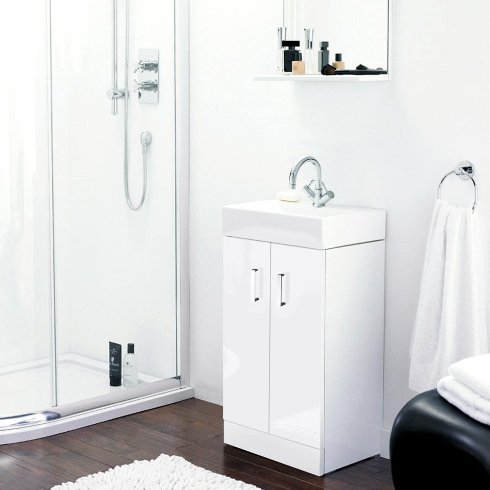Nuie Mayford Gloss White 450mm Floor Standing Basin Unit - VTFW450