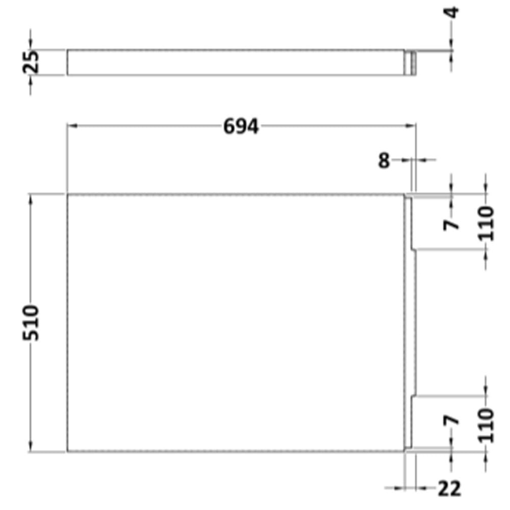 Nuie White Acrylic Straight Shower Bath End Panel 700mm - PAN142