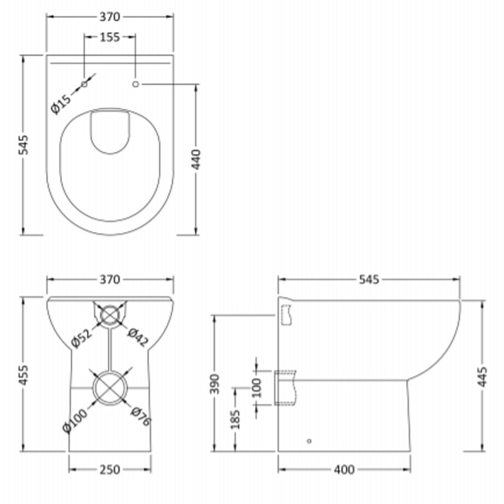 Nuie Lawton White Comfort Height Back to Wall Toilet Pan - BTW006