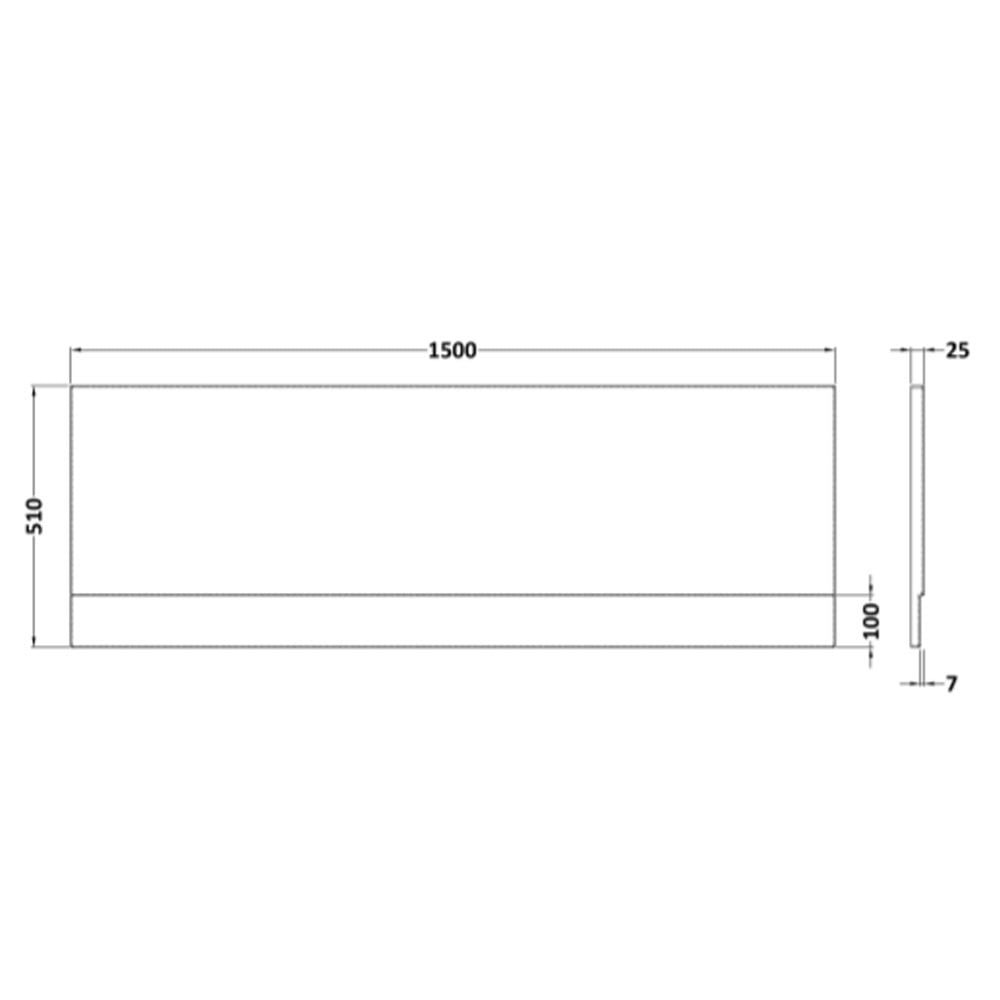 Nuie White Acrylic Straight Shower Bath Front Panel 1500mm - PAN138