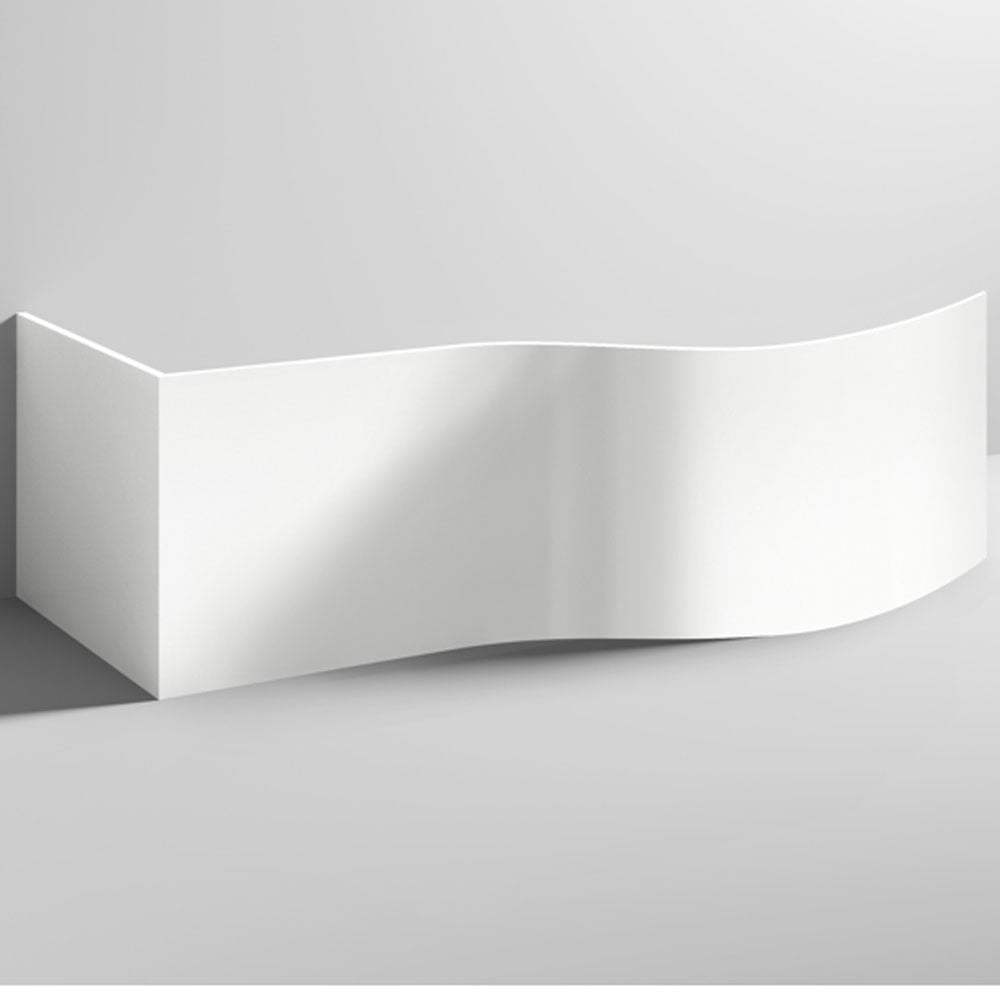 Nuie White Acrylic B-Shaped Shower Bath End Panel 750mm - WBB201