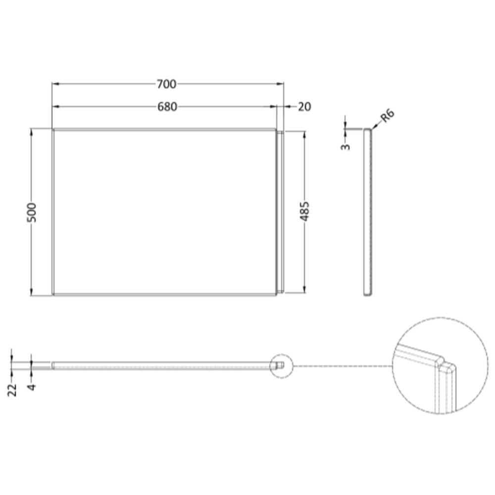 Nuie White Acrylic B-Shaped Shower Bath End Panel 750mm - WBB201