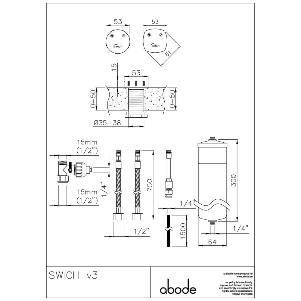 Abode Swich Square Handle High Resin Filter Divertor Valve