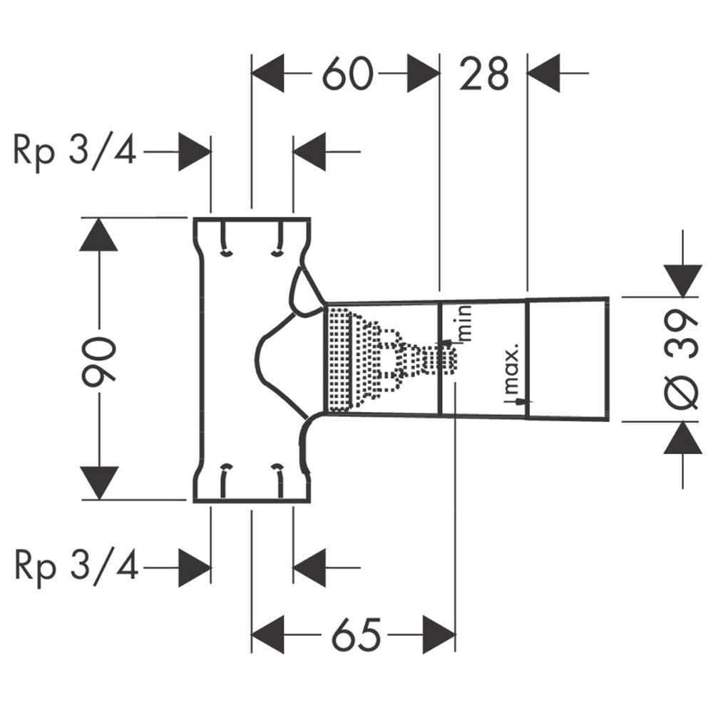 Hansgrohe Basic Set 130 l/min for Shut-Off Valve ¾" with Spindle