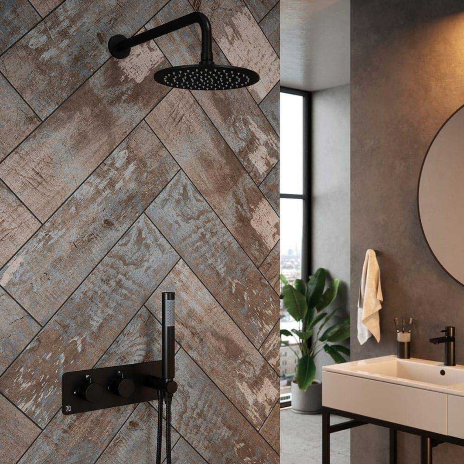 Vibrance Thermostatic Shower Valve with Hand Shower and Fixed Head Kit