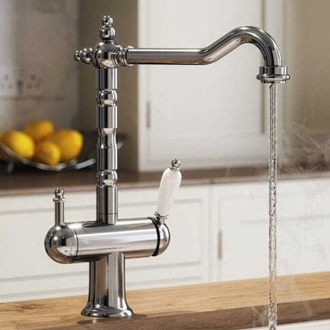 Vibrance Twin Lever Chrome Wisteria 4 In 1 Instant Hot Water Kitchen Tap