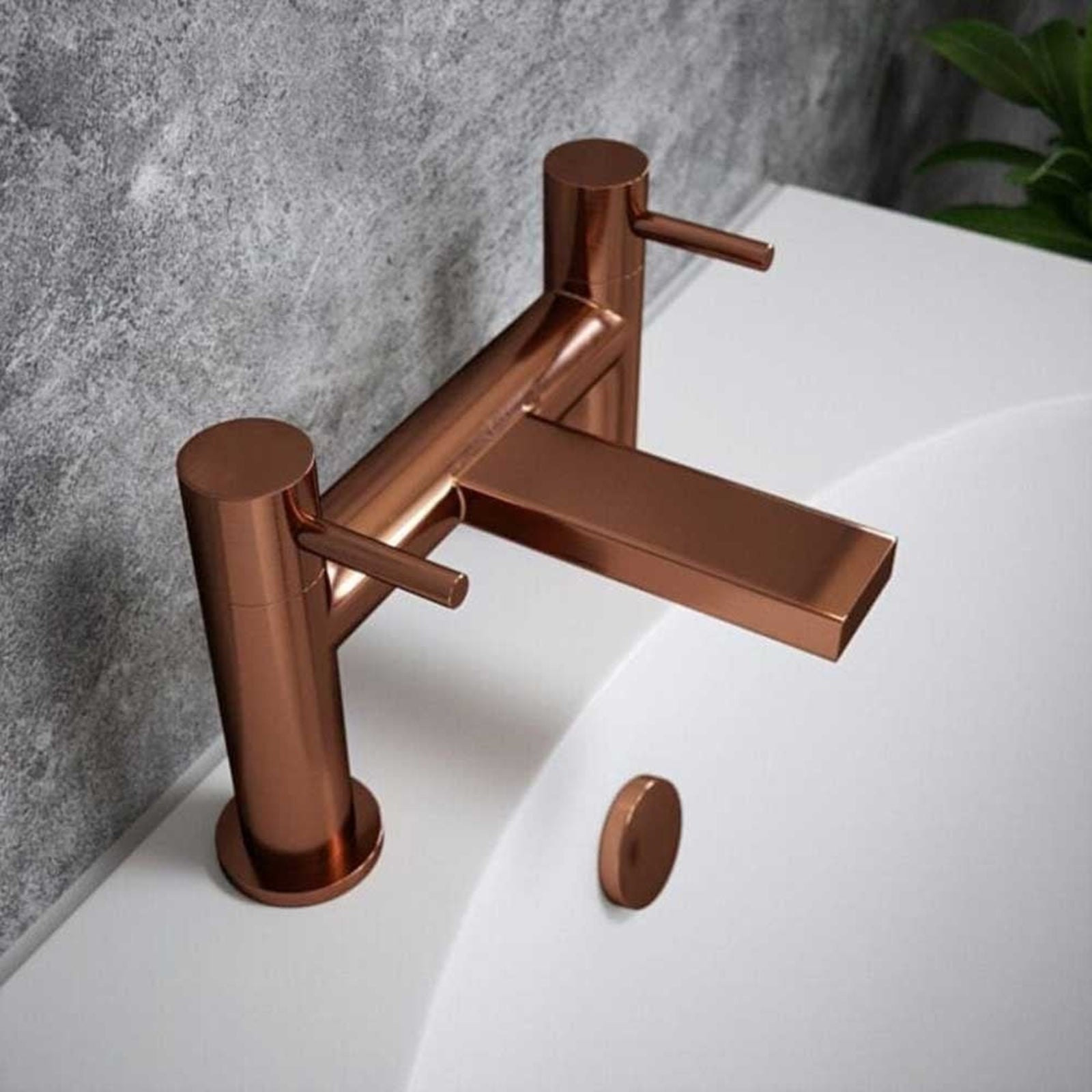 Vibrance Twin Lever Bath Filler Tap with Polished Chrome, Black, Brushed Nickel, Copper, and Brass Finish