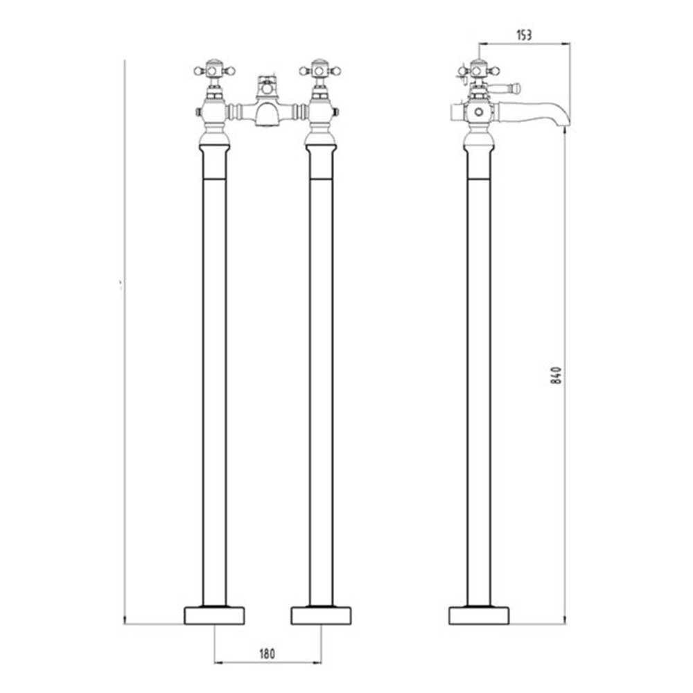 Vibrance Vogue Floor Standing Bath Filler Tap with Brushed and Polished Finishes