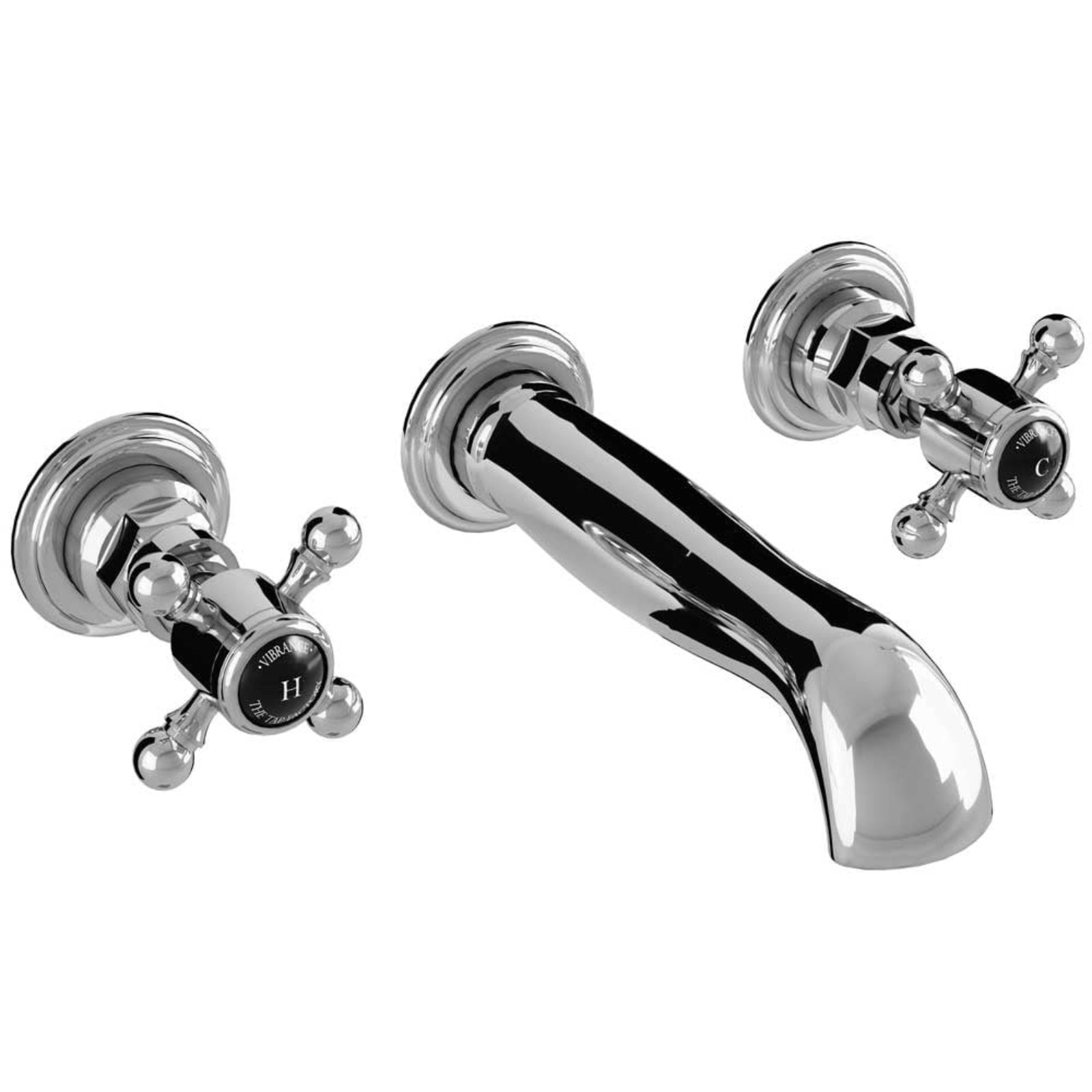 Vibrance Vogue Wall Mounted Basin Mixer Tap with Brushed and Polished Finishes