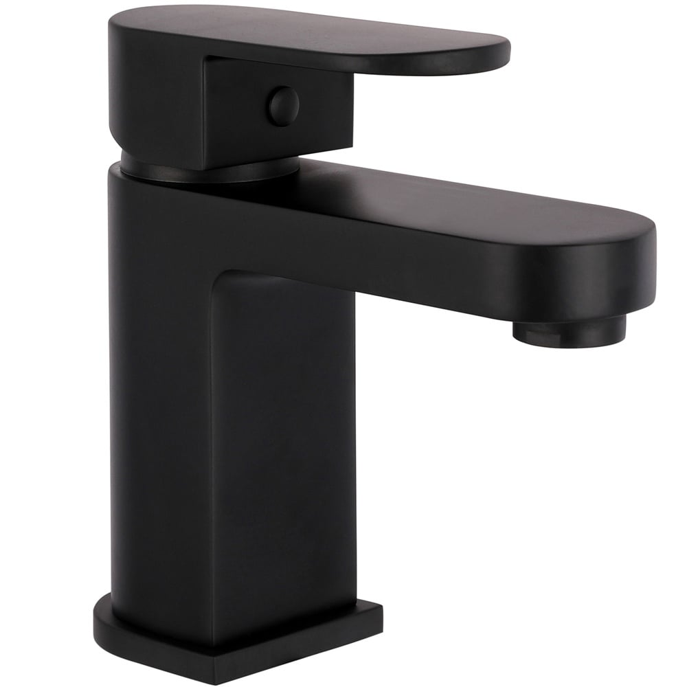 Storm Comet Matt Black Bathroom Basin Mixer Tap & Slotted Waste