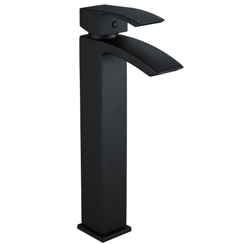 Storm Puffin Tall Bathroom Basin Mixer Tap with Matt Black and Chrome Finishes