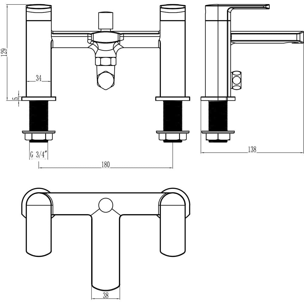Storm Tetra Chrome Bathroom Bath Shower Mixer Tap