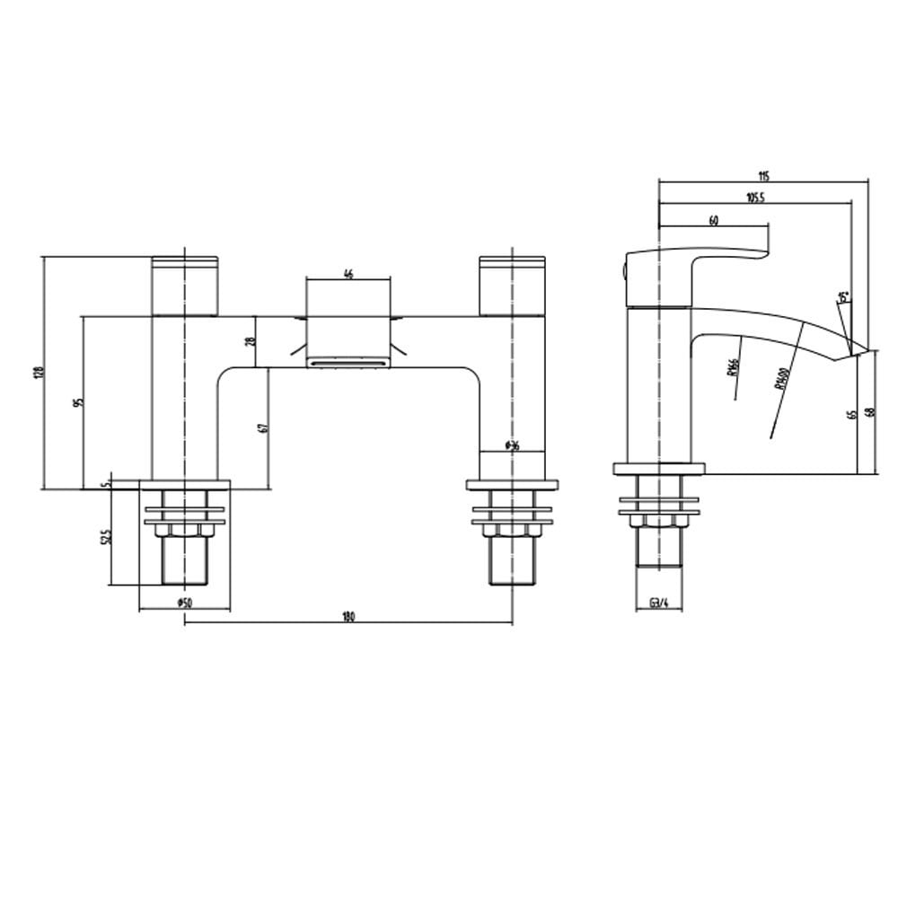 Storm Lenok Bathroom Bath Mixer Tap with Modern Design and Durable Construction