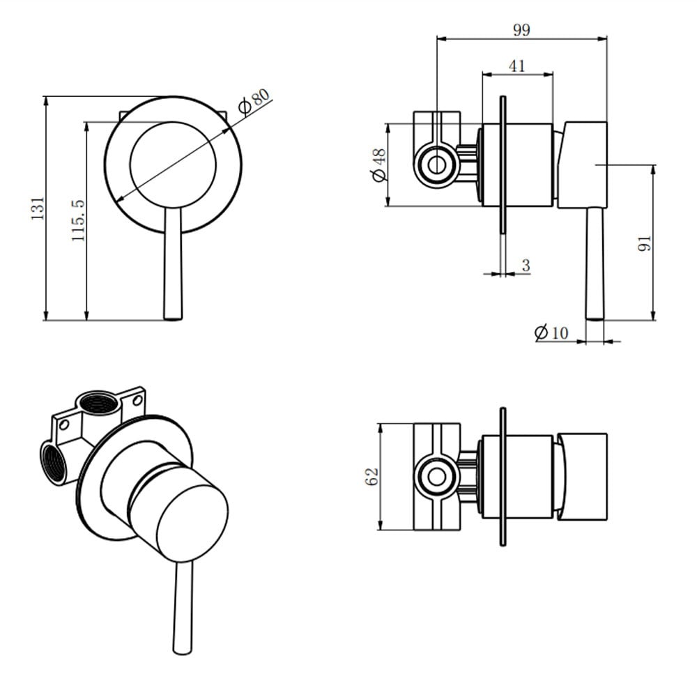 Storm Shrike Round Chrome Wall Mounted Concealed Mixer Valve