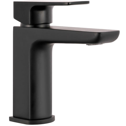 Storm Crane Bathroom Basin Mixer Tap with Slotted Waste in Matt Black and Chrome Finish