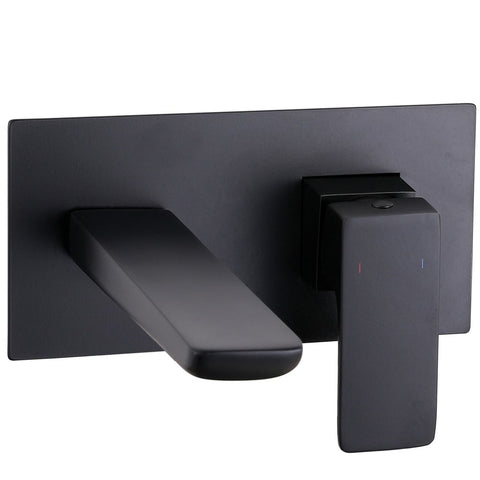Storm Crane Wall Mounted Basin Mixer Tap with Matt Black and Chrome Finishes