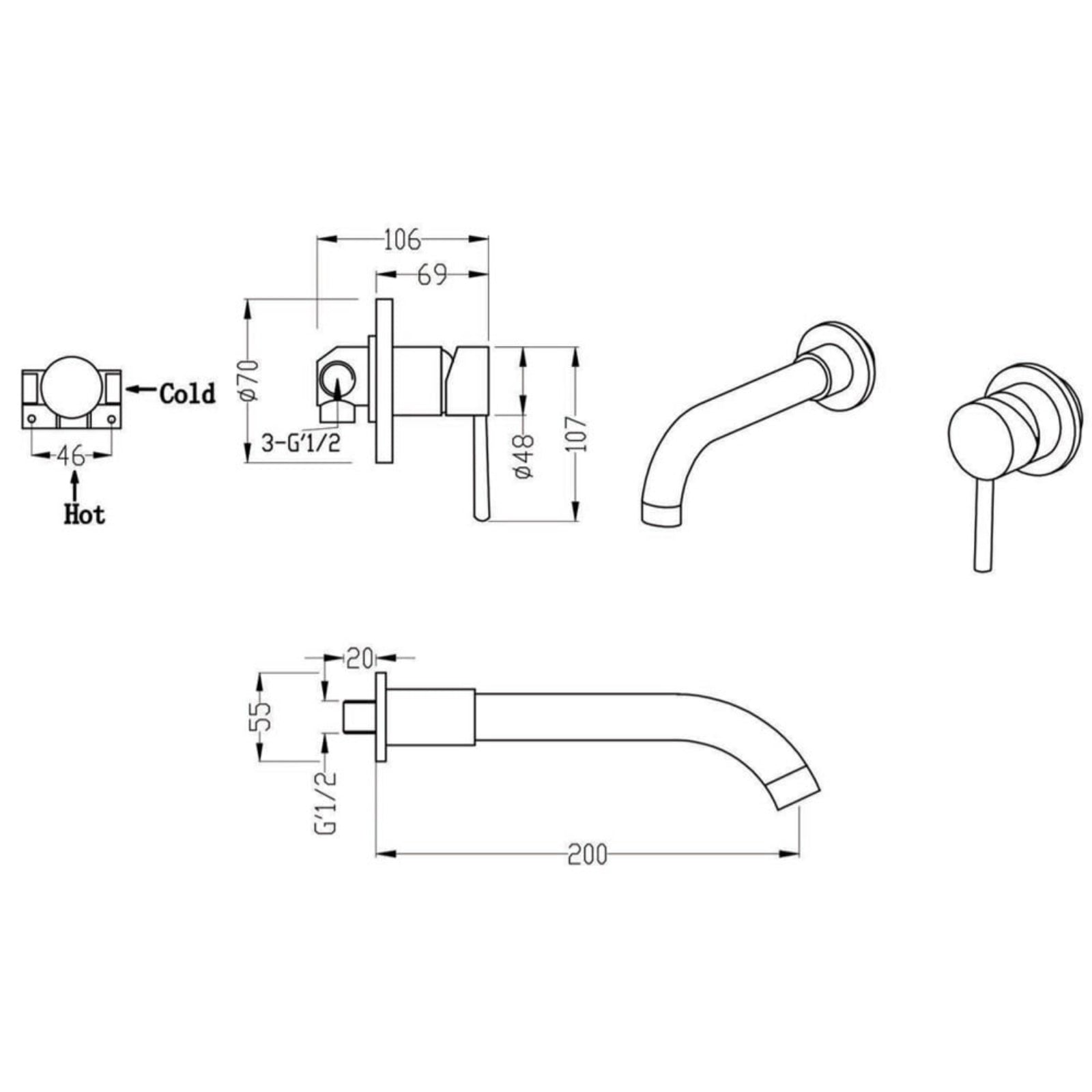 Storm Swift Chrome Wall Mounted Basin Mixer Tap