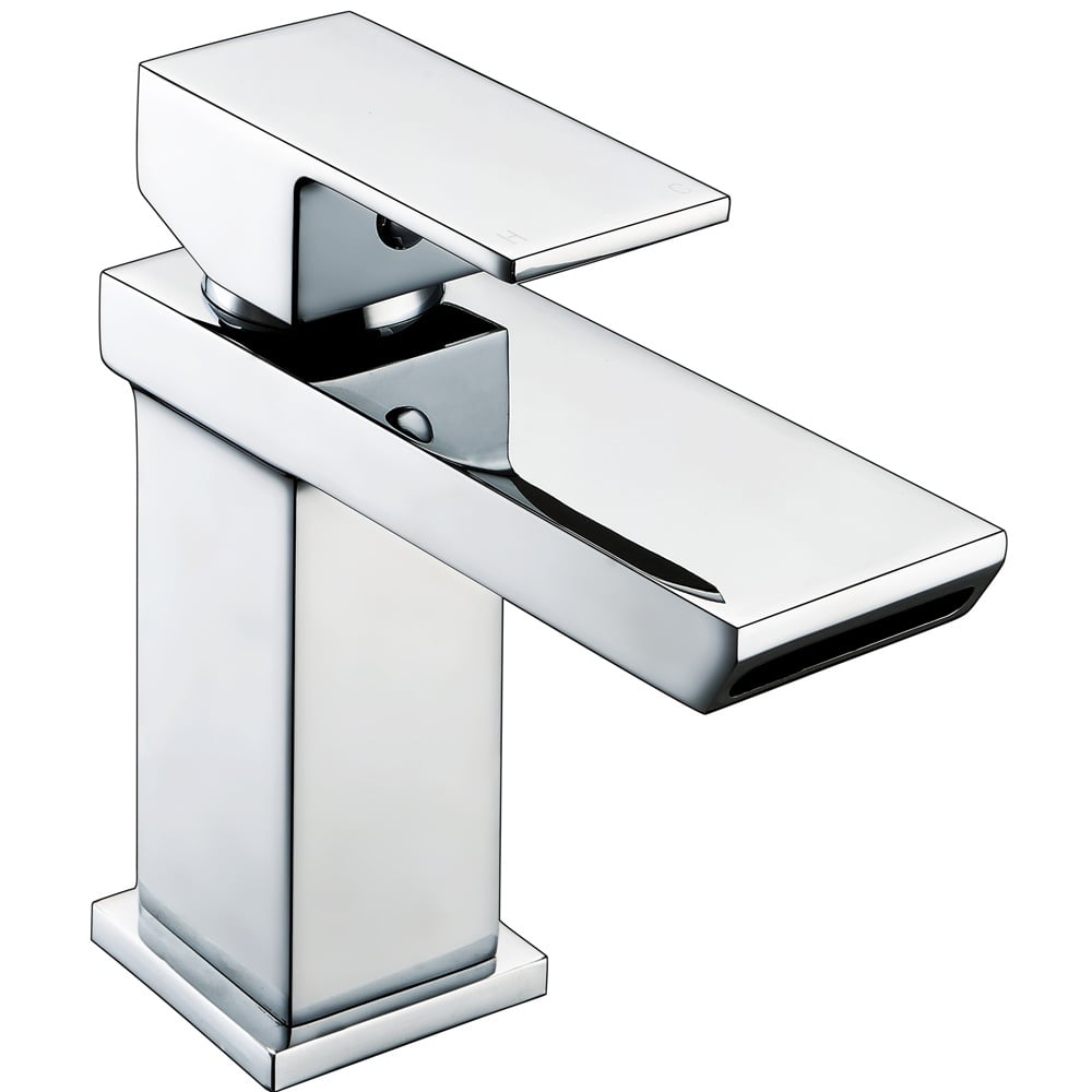 Storm Oval Waterfall Mini Chrome Bathroom Basin Mixer Tap & Slotted Waste