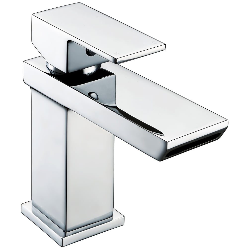 Storm Oval Waterfall Chrome Bathroom Basin Mixer Tap & Slotted Waste