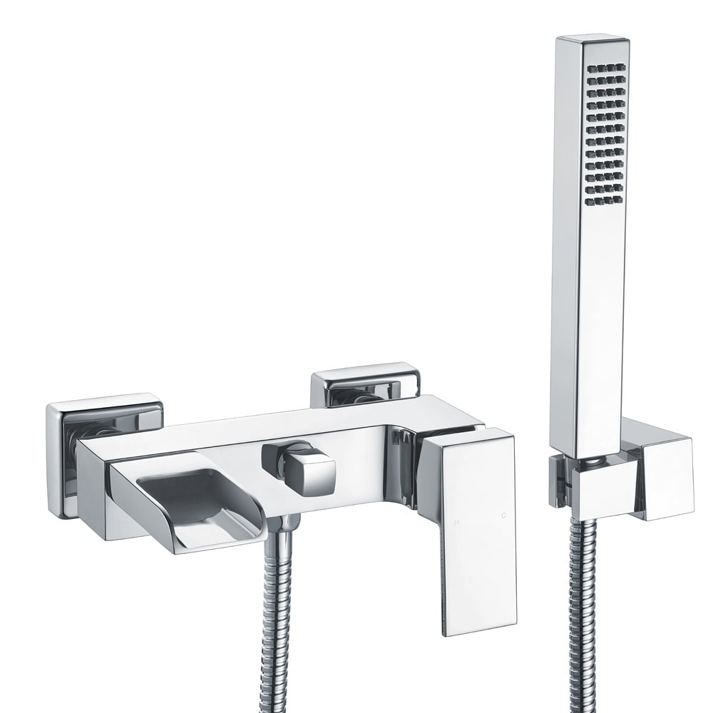 Storm Straight Waterfall Chrome Wall Mounted Bath Shower Mixer Tap