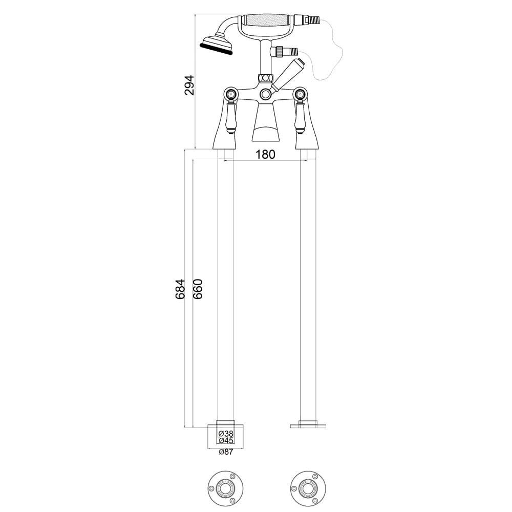 Storm Hampshire Chrome Bathroom Freestanding Bath Shower Mixer Tap