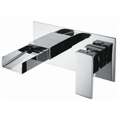 Storm Square Waterfall Chrome Wall Mounted Basin Mixer Tap