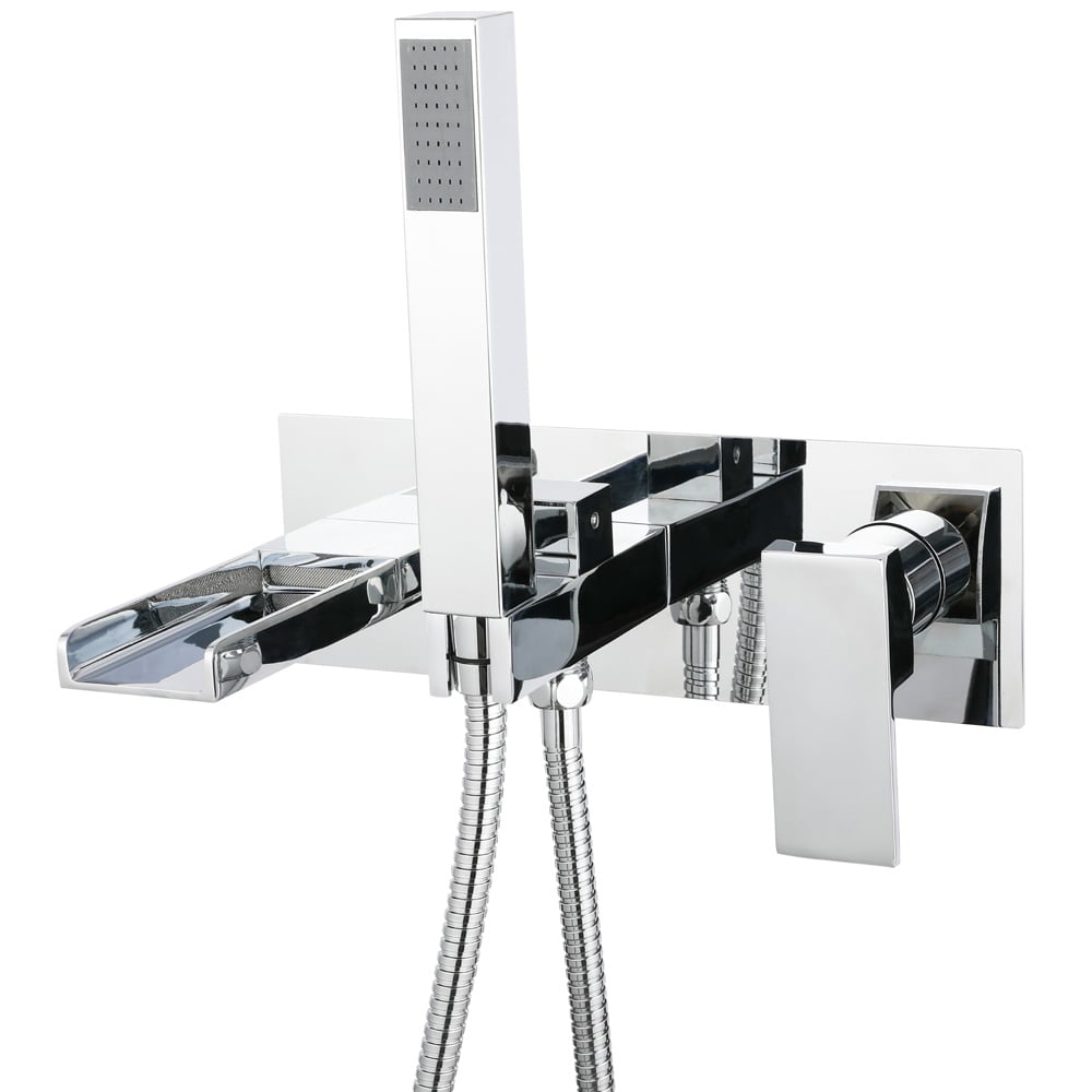 Storm Straight Waterfall Chrome Concealed Wall Mounted Bath Shower Mixer Tap
