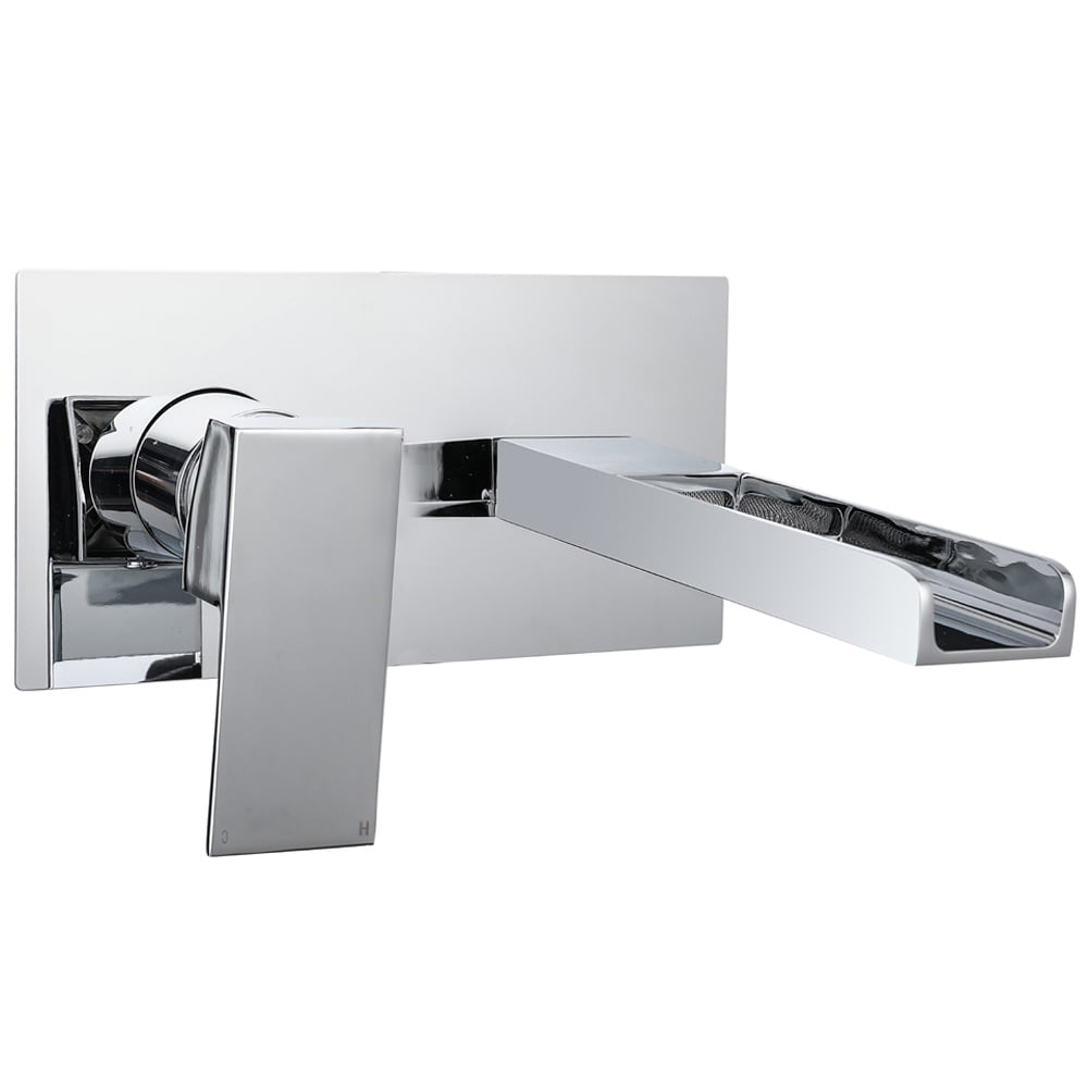 Storm Straight Waterfall Chrome Wall Mounted Basin Mixer Tap