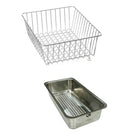 Wire basket with soap and sponge for kitchen sink