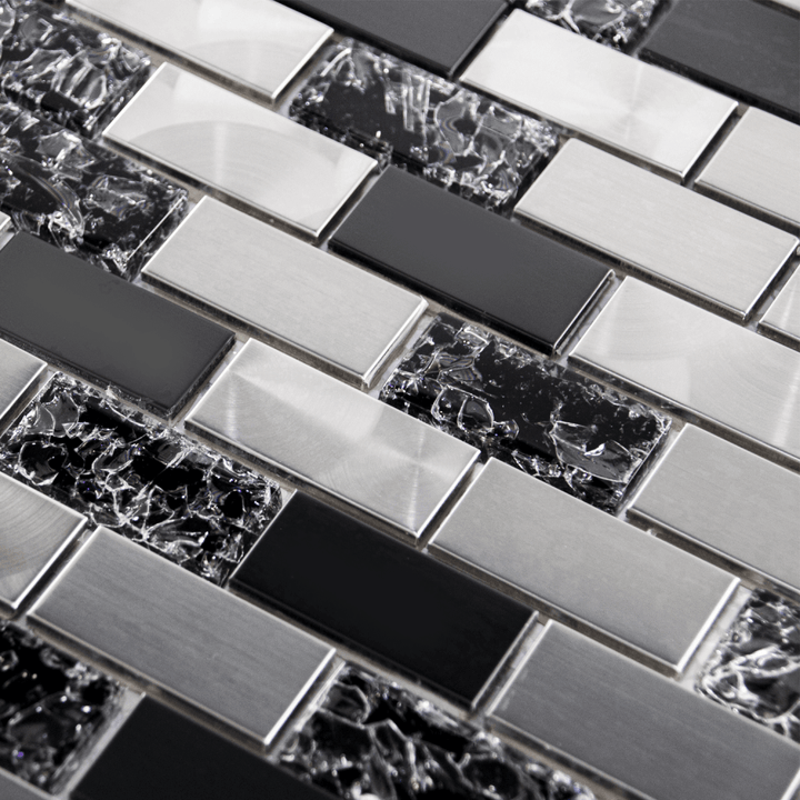 luxury-textured-black-glass--brushed-steel-mix-mosaic-wall-tiles-sheet-8mm-