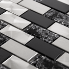 luxury-textured-black-glass--brushed-steel-mix-mosaic-wall-tiles-sheet-8mm-