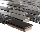 luxury-textured-black-glass--brushed-steel-mix-mosaic-wall-tiles-sheet-8mm-