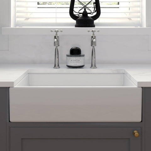 LSC Medium White 600x400x160 Ceramic Belfast Butler Kitchen Sink & Waste