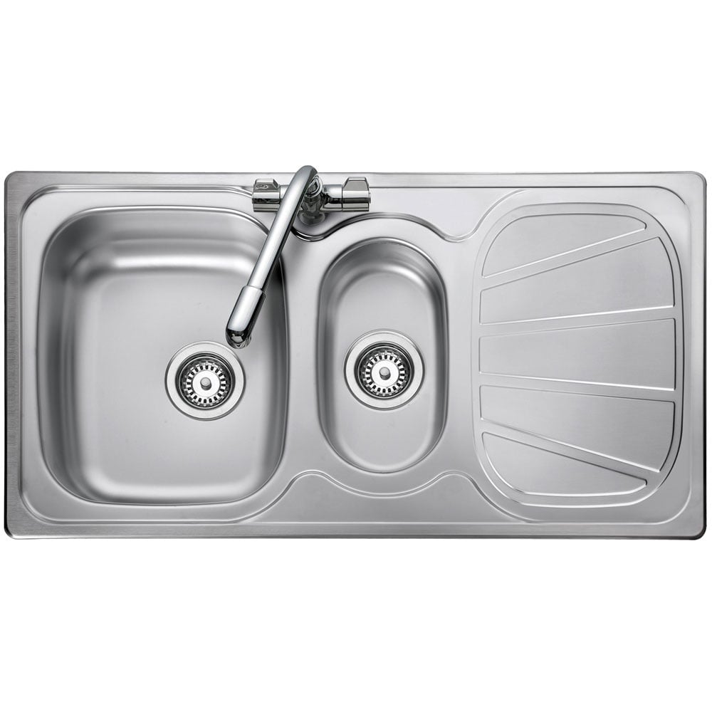 Rangemaster Baltimore 1.5 Bowl Brushed Stainless Steel Kitchen Sink & Waste