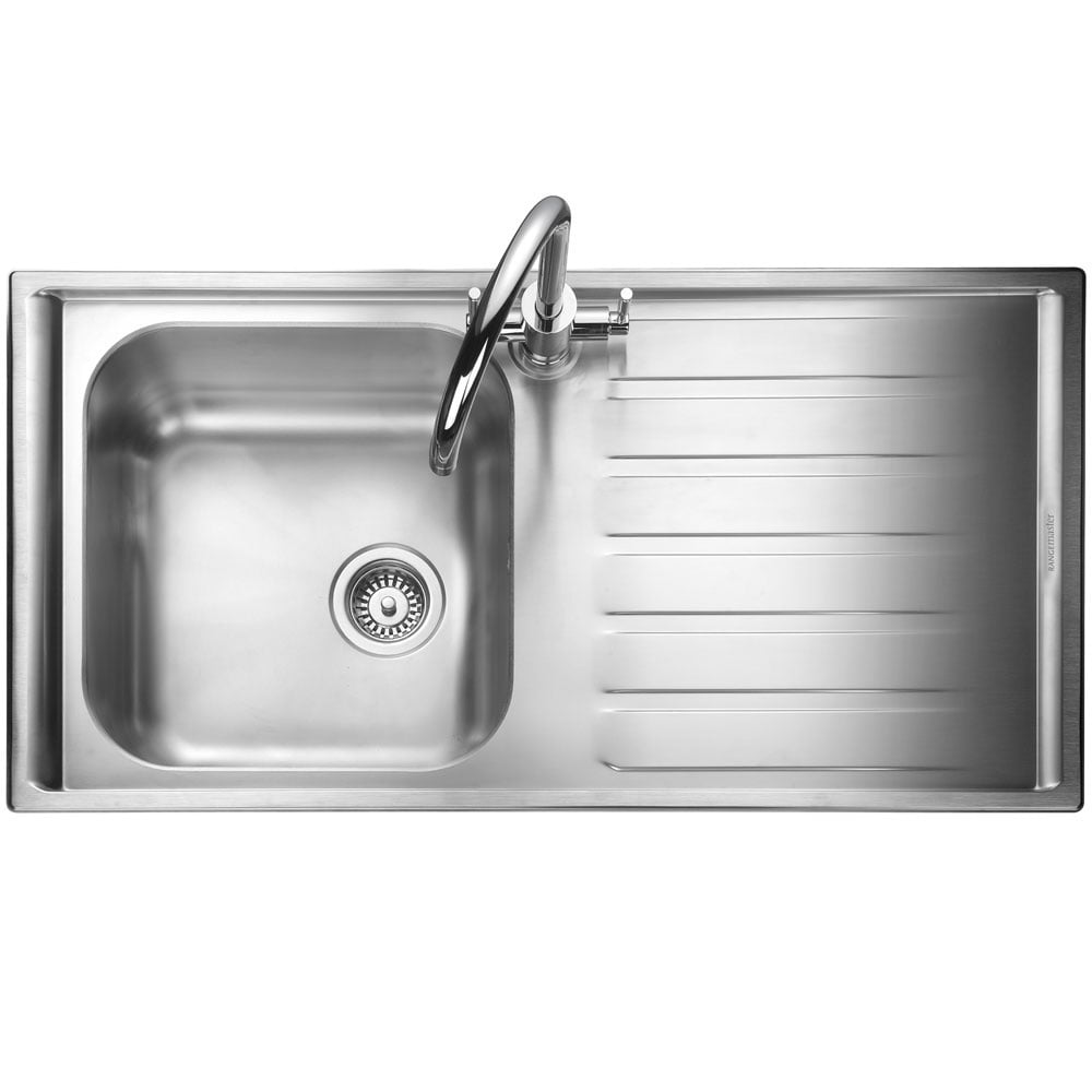 Rangemaster Manhattan 1.0 Bowl Brushed Stainless Steel Kitchen Sink & Waste RHD